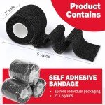 16 Pack Adhesive Bandage Wrap - Black 2"x5yds