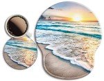 Ergonomic Mouse Pad with Wrist Support Rest,[ 20% Larger] Mousepad Gel Wrist Rest, with Coaster Non-slip & Pain Relief for Computer, Desk, Home&Office-Beach
