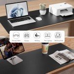 Aothia Leather Desk Pad Protector, Mouse Pad, Office Desk Mat, Non-Slip PU Leather Desk Blotter, Laptop Desk Pad, Waterproof Desk Writing Pad for Office and Home (Black,23.6" x 13.7")