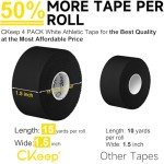 Black Athletic Tape - 4 Pack, No Residue