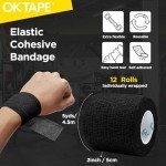 Self Adhesive Bandage Wrap - 12 Rolls Black