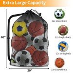 Large Mesh Sports Ball Storage Bag with Strap