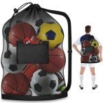 Large Mesh Ball Bag with Drawstring and Pocket