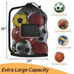 Large Mesh Ball Bag with Drawstring and Pocket