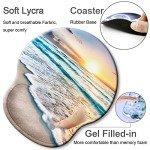 Ergonomic Mouse Pad with Wrist Support Rest,[ 20% Larger] Mousepad Gel Wrist Rest, with Coaster Non-slip & Pain Relief for Computer, Desk, Home&Office-Beach