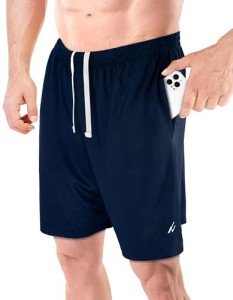 NY Threads Men's Athletic Shorts Quick Dry Loose-Fit Lightweight Running Workout Gym Shorts with Pockets, XX-Large, Navy