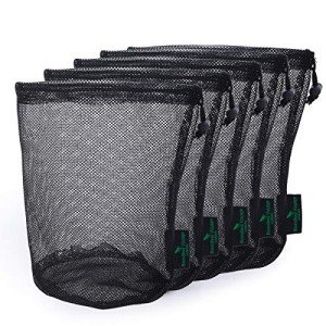5-Pack Nylon Mesh Drawstring Bags for Sports