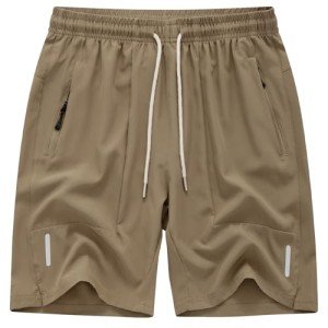 AKuVoL Men's Hiking Cargo Shorts Quick Dry Lightweight Athletic Shorts for Men Casual Fishing Outdoor Workout Shorts with Pockets Dark Khaki 34-36