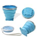 2-Pack Collapsible Silicone Travel Cups - Pink & Blue