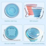 2-Pack Collapsible Silicone Travel Cups - Pink & Blue