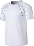 TSLA Men's Workout Running Shirts, Dry Fit Moisture Wicking T-Shirts, Sports Gym Athletic Short Sleeve Shirts, Support line with Reflective White, X-Small