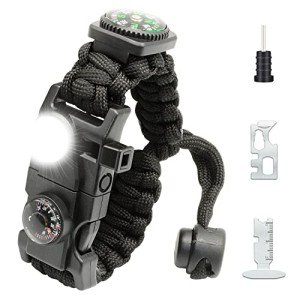 20-in-1 Paracord Survival Bracelet with LED Light