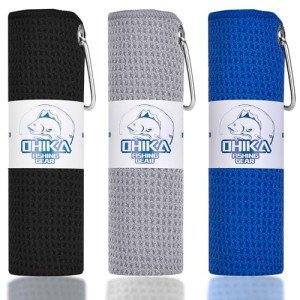 Microfiber Fishing Towels with Clip - Pack of 3