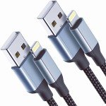 2 FT iPhone Charging Cable, 2 Pack [MFi Certified] USB to Lightning Cable 2ft for Car Fast Charging Braided Short iPhone Cord Compatible with Apple iPhone 14/13/12/11Pro/X/XR/8/7/6s/Plus/SE/iPad