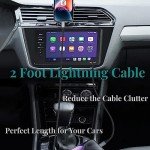 2 FT iPhone Charging Cable, 2 Pack [MFi Certified] USB to Lightning Cable 2ft for Car Fast Charging Braided Short iPhone Cord Compatible with Apple iPhone 14/13/12/11Pro/X/XR/8/7/6s/Plus/SE/iPad