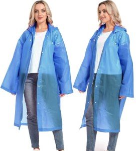 Reusable Hooded Rain Ponchos for Adults - 2 Pack