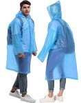 Reusable Hooded Rain Ponchos for Adults - 2 Pack