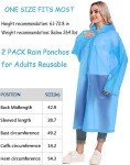 Reusable Hooded Rain Ponchos for Adults - 2 Pack
