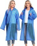 Reusable Hooded Rain Ponchos for Adults - 2 Pack