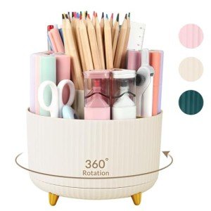 Rotating Desk Organizer with 5 Slots for Essentials