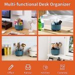 Rotating Desk Organizer with 5 Compartments - Dark Green