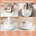 360° Rotating Makeup Brush Holder – White Organizer