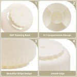 Rotating Desk Organizer with 5 Compartments - Beige