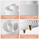 360° Rotating Makeup Brush Holder – White Organizer