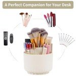 Rotating Desk Organizer with 5 Compartments - Beige