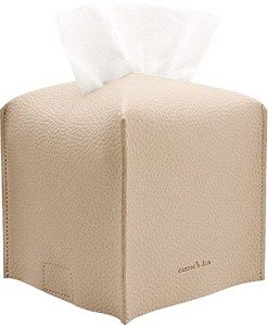 Beige PU Leather Tissue Box Cover Holder