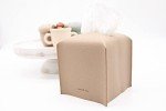 Beige PU Leather Tissue Box Cover Holder