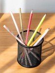 Black Wire Mesh Pen Holder for Desk