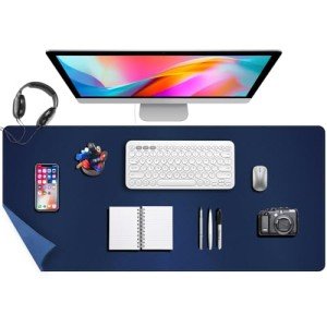 Large Non-Slip Leather Mouse Pad - Dark Blue