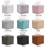 Beige PU Leather Tissue Box Cover Holder
