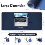 Large Non-Slip Leather Mouse Pad - Dark Blue