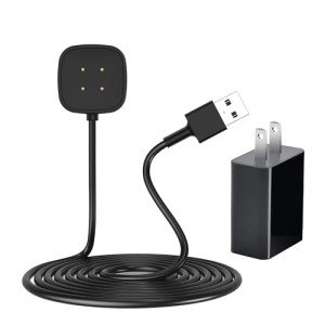 Fast Wall Charger for Fitbit Sense/Sense 2/Versa 3/Versa 4, Replacement USB Charging Cable Cord Compatible with Fitbit Sense 1/2 & Fitbit Versa 3/4 Smartwatch, with Wall Charger Plug Adapter