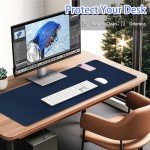 Large Non-Slip Leather Mouse Pad - Dark Blue