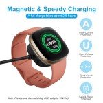 Fast Wall Charger for Fitbit Sense/Sense 2/Versa 3/Versa 4, Replacement USB Charging Cable Cord Compatible with Fitbit Sense 1/2 & Fitbit Versa 3/4 Smartwatch, with Wall Charger Plug Adapter