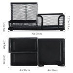 Mesh Desk Pen Holder with Sticky Notes – Black