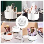 360° Rotating Makeup Brush Holder in White