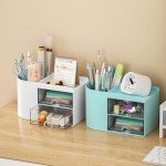 Small Desk Organizer with Drawer - White