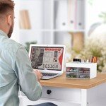 White Desktop Organizer with Drawer and Tray