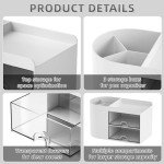 Small Desk Organizer with Drawer - White