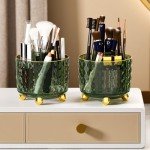 Dark Green Rotating Pen Pencil Holder Organizer