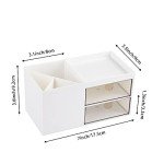 White Desk Organizer with Drawer for Supplies