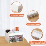 White Desktop Organizer with Drawer and Tray
