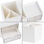 White Desk Organizer with Drawer for Supplies
