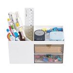 White Desk Organizer with Drawer for Supplies