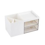 White Desk Organizer with Drawer for Supplies