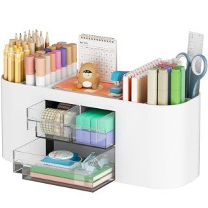 Stylish Desk Organizer with 3 Drawers - White